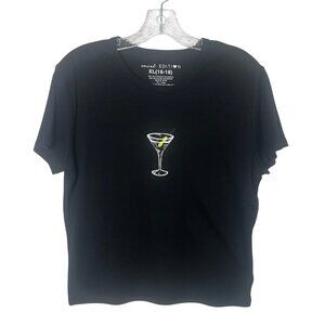 Social Edition Cropped Graphic TShirt Martini Glass Black Size XL New